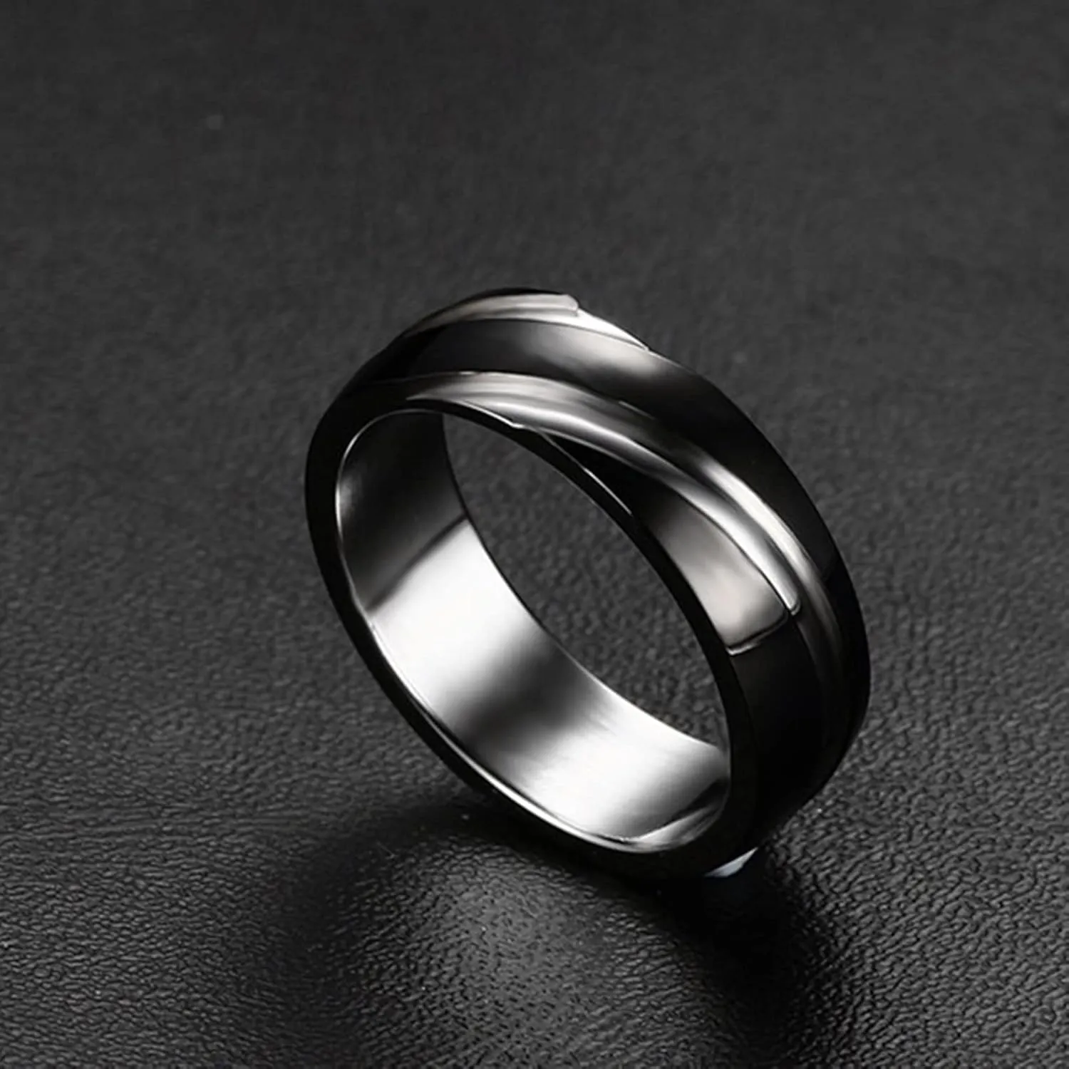 Men's Wedding Rings, Steel Rings for Women Black Silver Ring 6mm Men's and Women's Fashion Rings