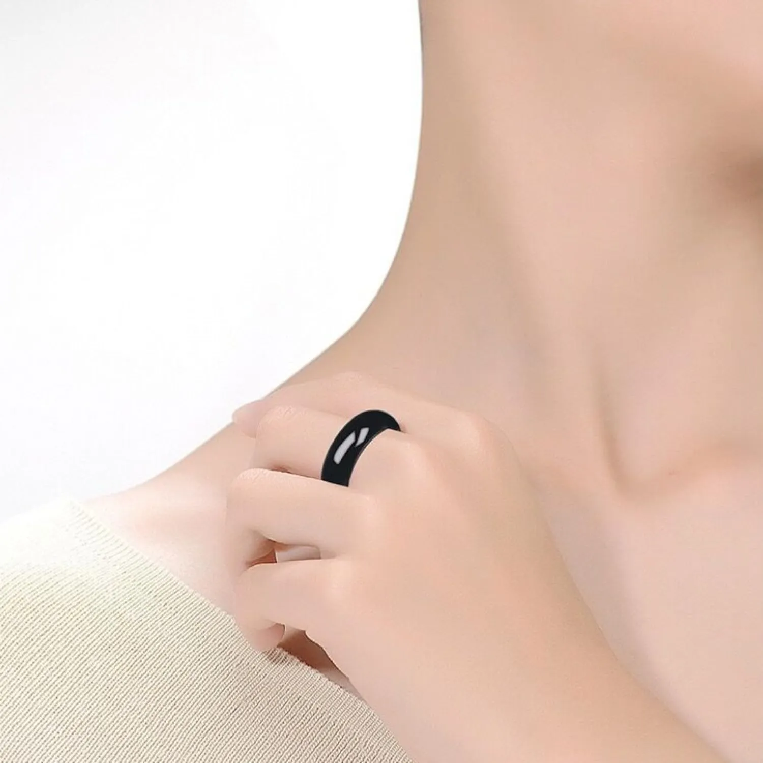 Men's Women's Natural Jade Rings Lady Noble Good Luck Jewelry Wide Band, Ring US Size 6-10