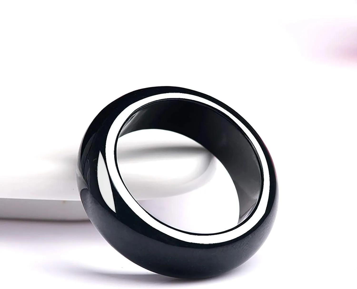 Men's Women's Natural Jade Rings Lady Noble Good Luck Jewelry Wide Band, Ring US Size 6-10