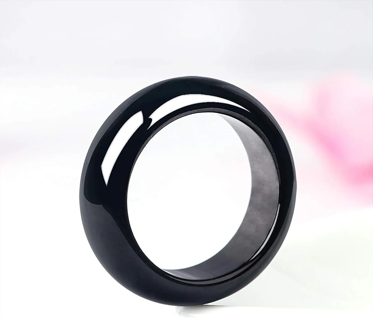 Men's Women's Natural Jade Rings Lady Noble Good Luck Jewelry Wide Band, Ring US Size 6-10