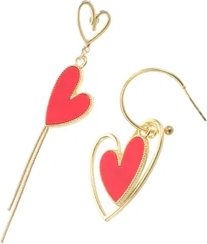 Metal Tassel Earrings for Women Heart Shape Dangle Jewelry Resin Earrings for Fashion Statement
