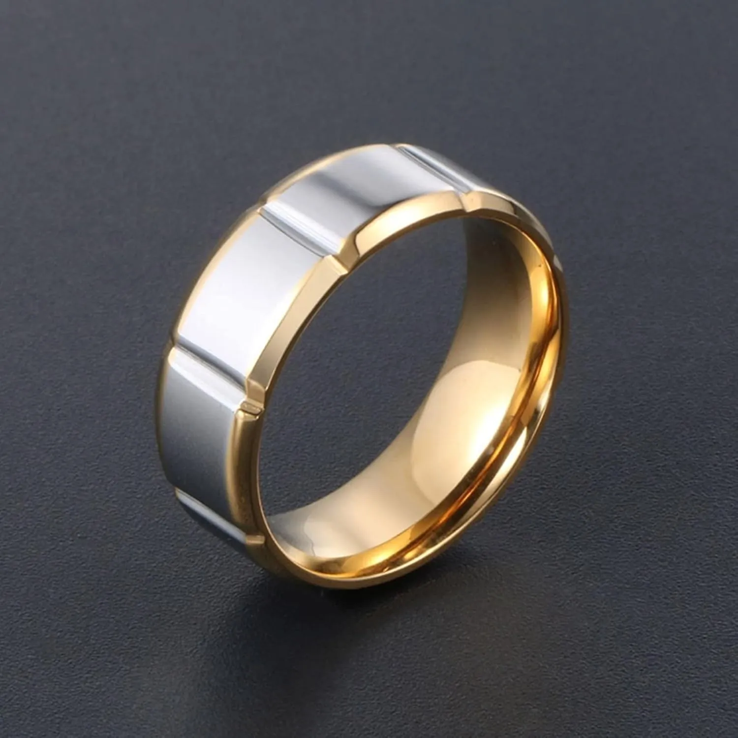Mid Finger Rings for Women, Rings Stainless Steel Silver Gold Ring 6.9mm 4mm Engagement Couple Rings