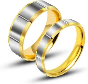 Mid Finger Rings for Women, Rings Stainless Steel Silver Gold Ring 6.9mm 4mm Engagement Couple Rings