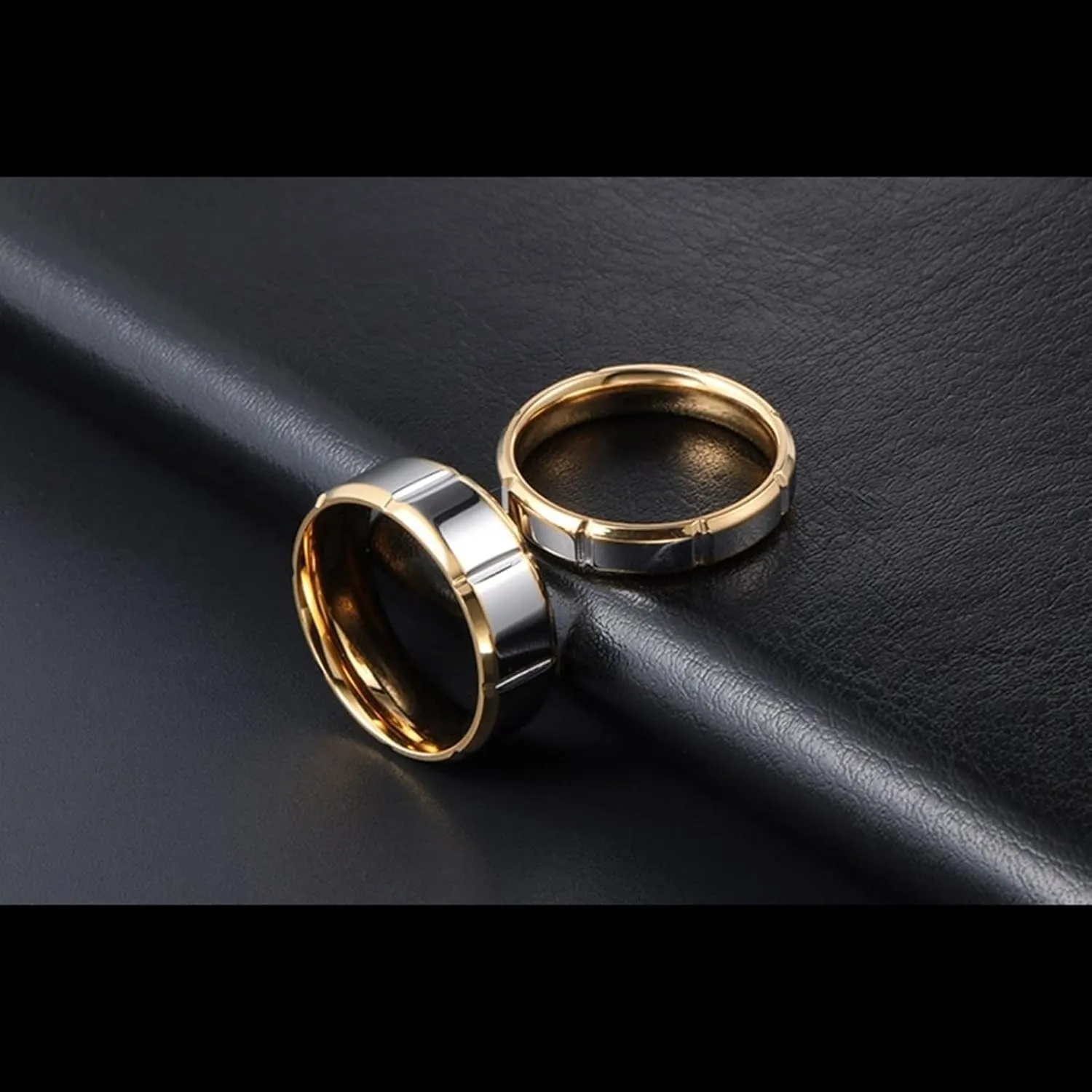 Mid Finger Rings for Women, Rings Stainless Steel Silver Gold Ring 6.9mm 4mm Engagement Couple Rings