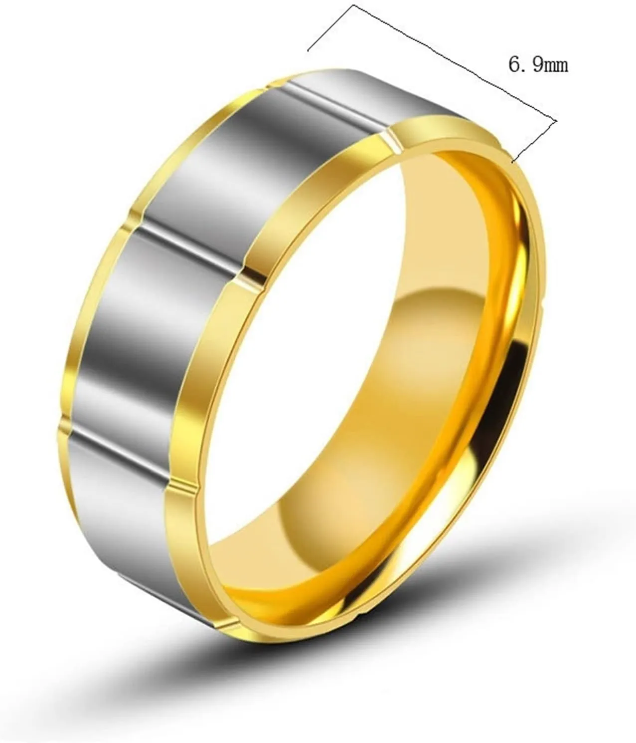 Mid Finger Rings for Women, Rings Stainless Steel Silver Gold Ring 6.9mm 4mm Engagement Couple Rings