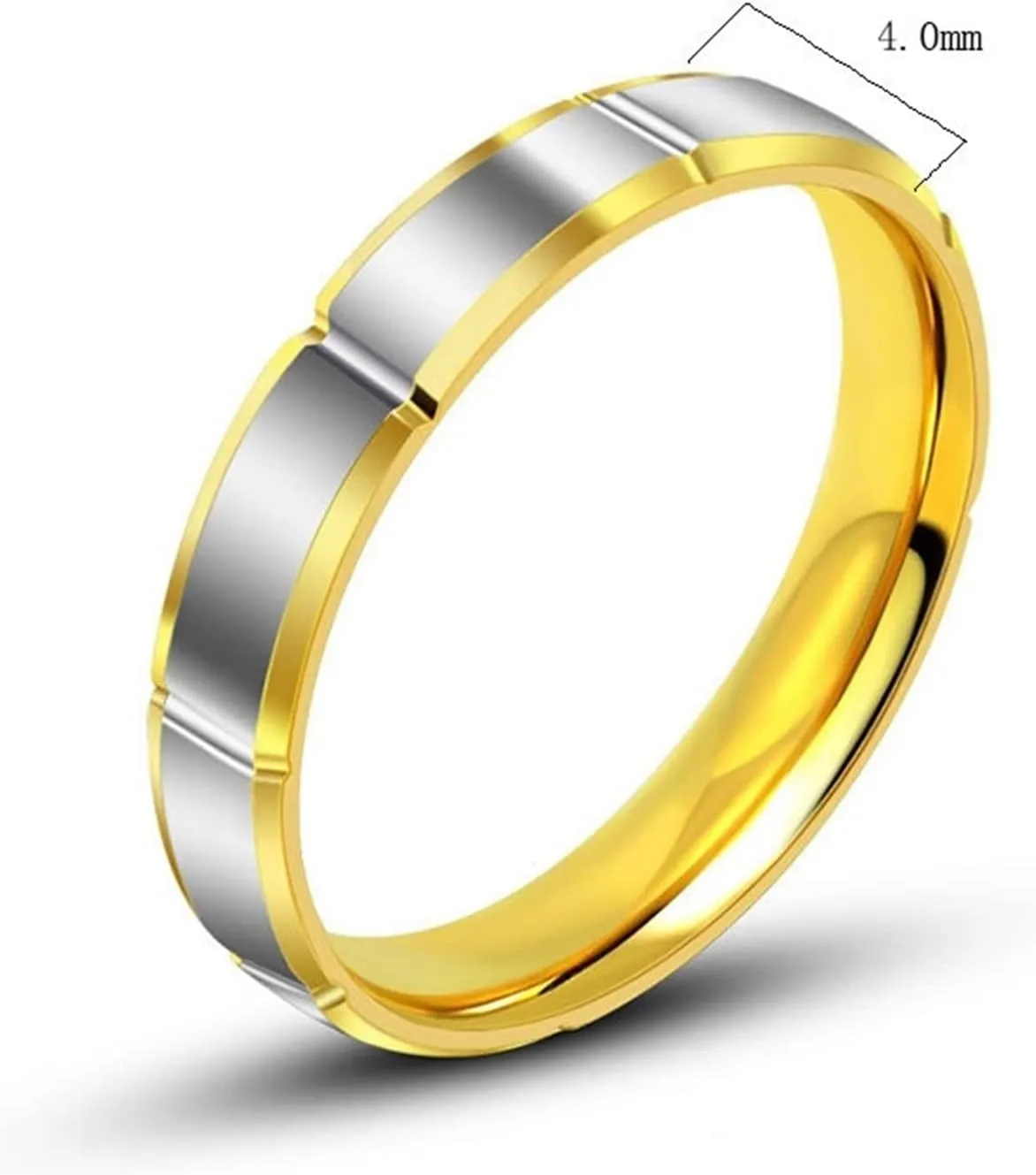 Mid Finger Rings for Women, Rings Stainless Steel Silver Gold Ring 6.9mm 4mm Engagement Couple Rings