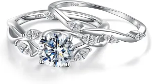 Moissanite Band Ring Women S925 Sterling Silver D Color VVSI Clarity Moissanite Engagement for Women Wedding Promise Anniversary Jewelry Ring Perfect Size 5-9