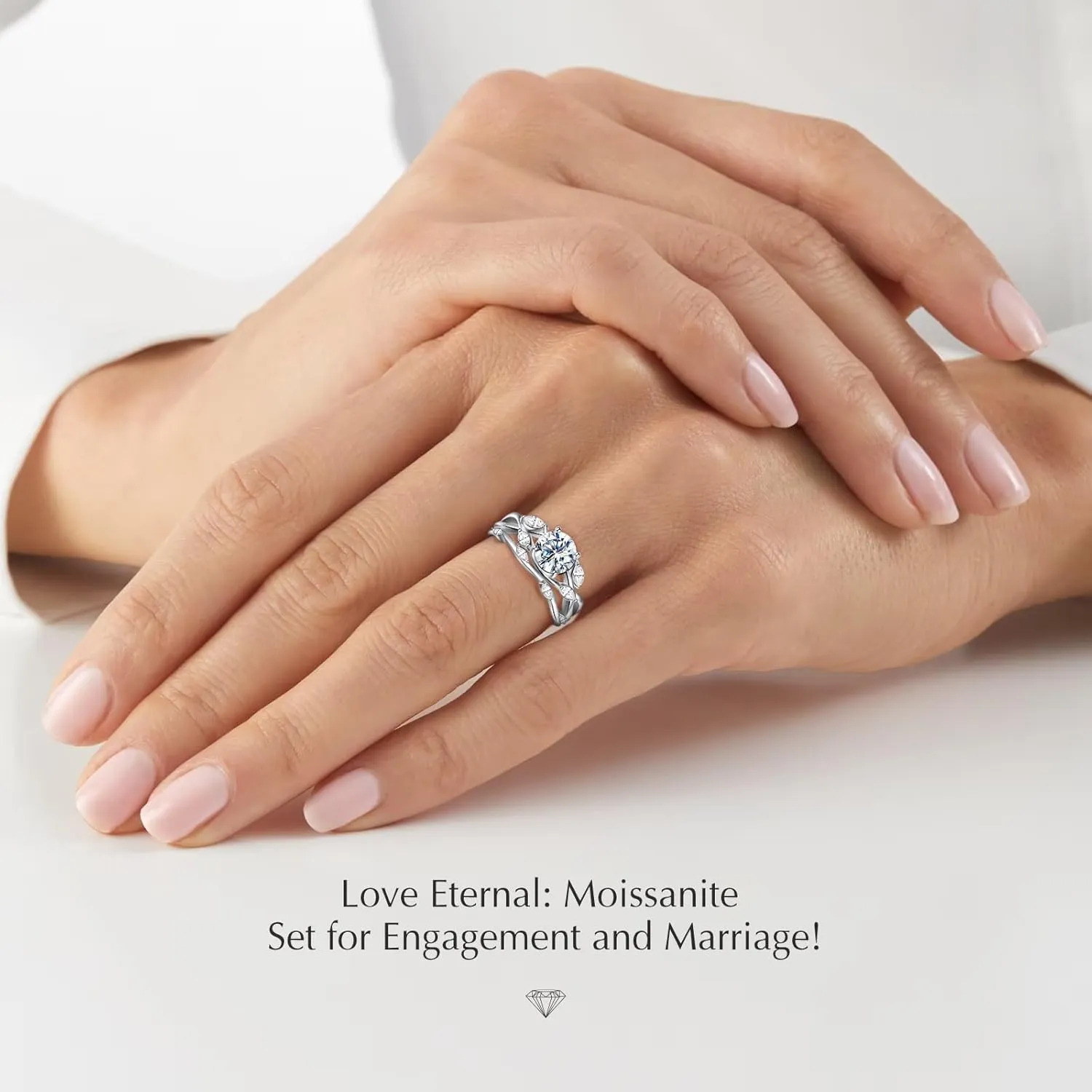 Moissanite Band Ring Women S925 Sterling Silver D Color VVSI Clarity Moissanite Engagement for Women Wedding Promise Anniversary Jewelry Ring Perfect Size 5-9