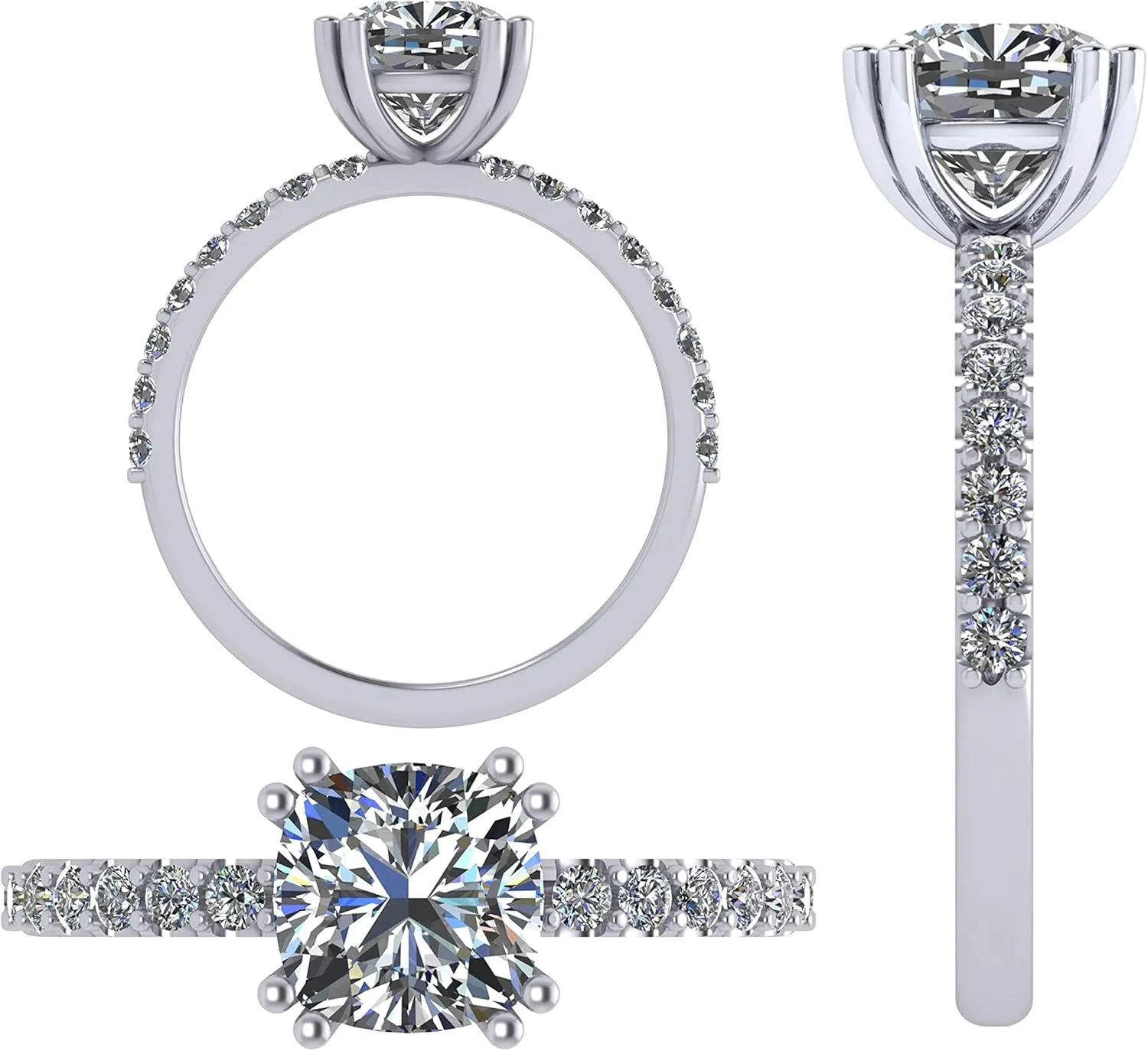 NANA Jewels 1.5-3CT Platinum Plated Sterling Silver Rings CZ Cubic Zirconia Oval Cushion Princess Asscher Cut Engagement Rings | 10K 14K Solid Gold