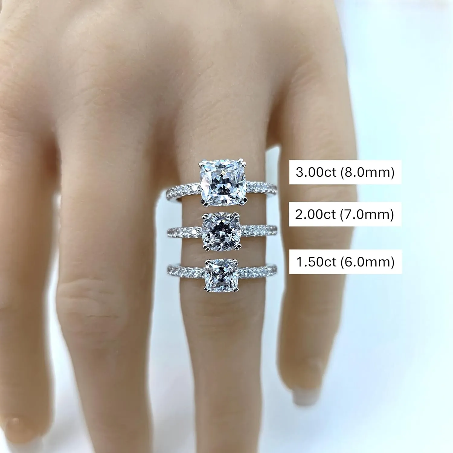 NANA Jewels 1.5-3CT Platinum Plated Sterling Silver Rings CZ Cubic Zirconia Oval Cushion Princess Asscher Cut Engagement Rings | 10K 14K Solid Gold