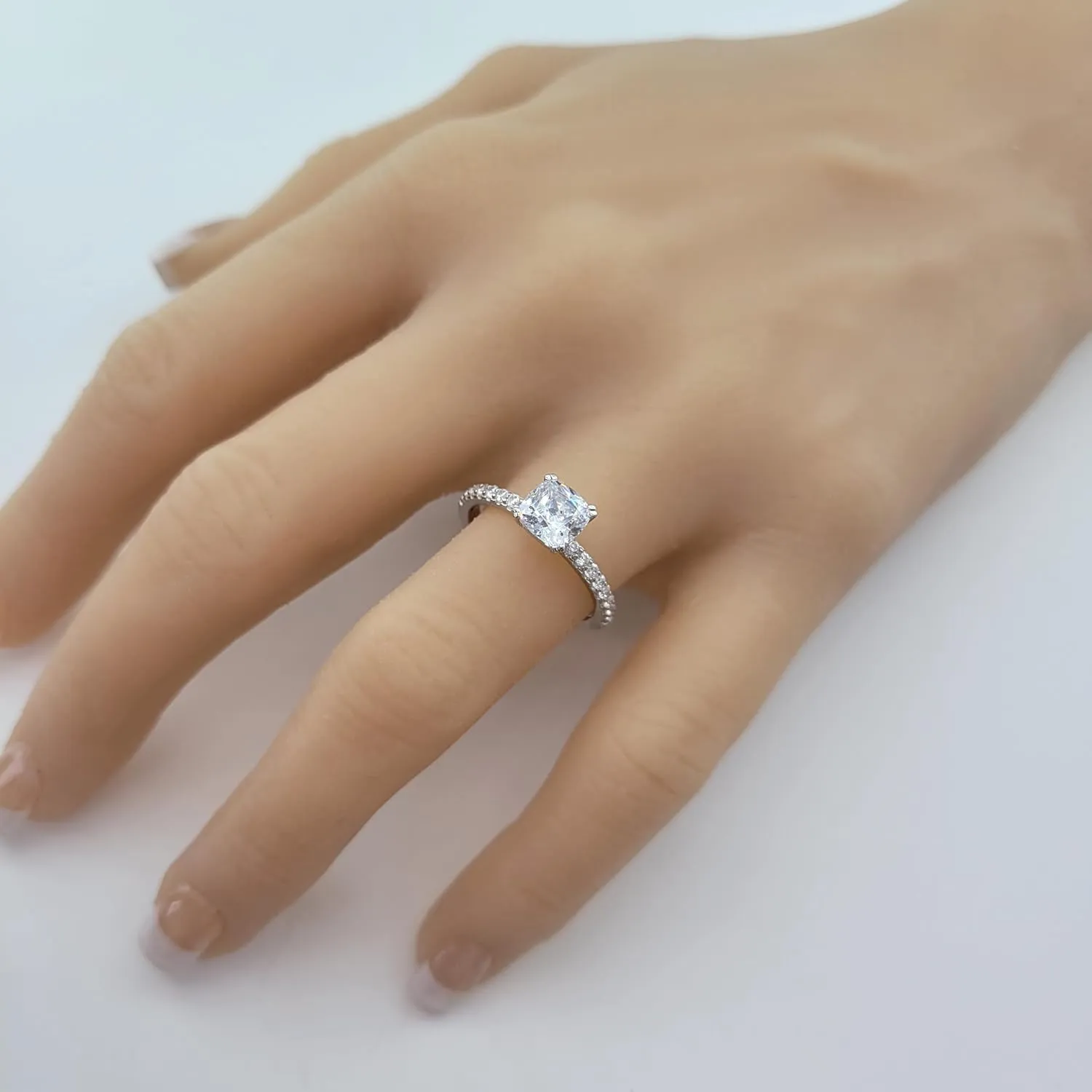 NANA Jewels 1.5-3CT Platinum Plated Sterling Silver Rings CZ Cubic Zirconia Oval Cushion Princess Asscher Cut Engagement Rings | 10K 14K Solid Gold