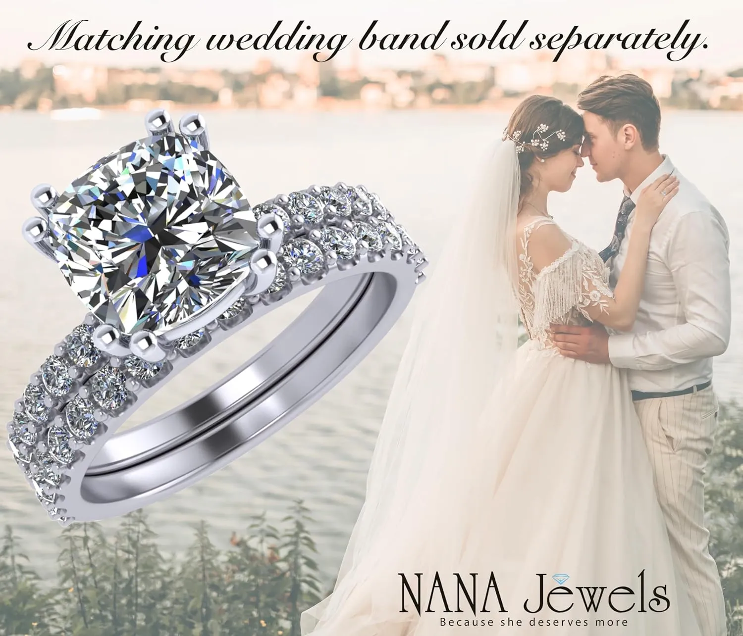NANA Jewels 1.5-3CT Platinum Plated Sterling Silver Rings CZ Cubic Zirconia Oval Cushion Princess Asscher Cut Engagement Rings | 10K 14K Solid Gold