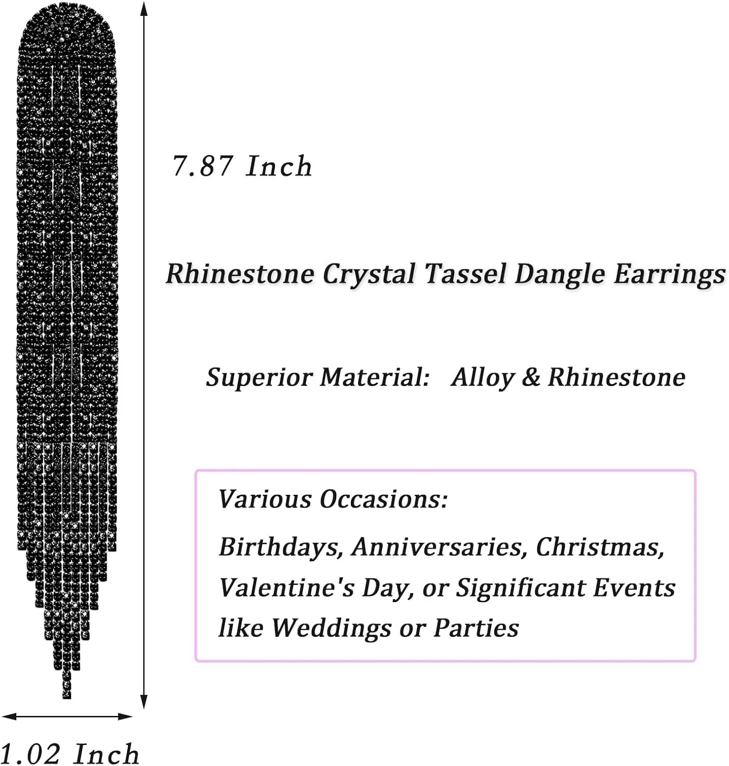 Nanafast Rhinestone Crystal Dangle Linear Drop Chandelier Tassel Earrings for Women Long Party Prom Earrings Christmas Statement Cubic Zirconia Wedding Bridal Earrings Gold Silver Black Red Blue Green