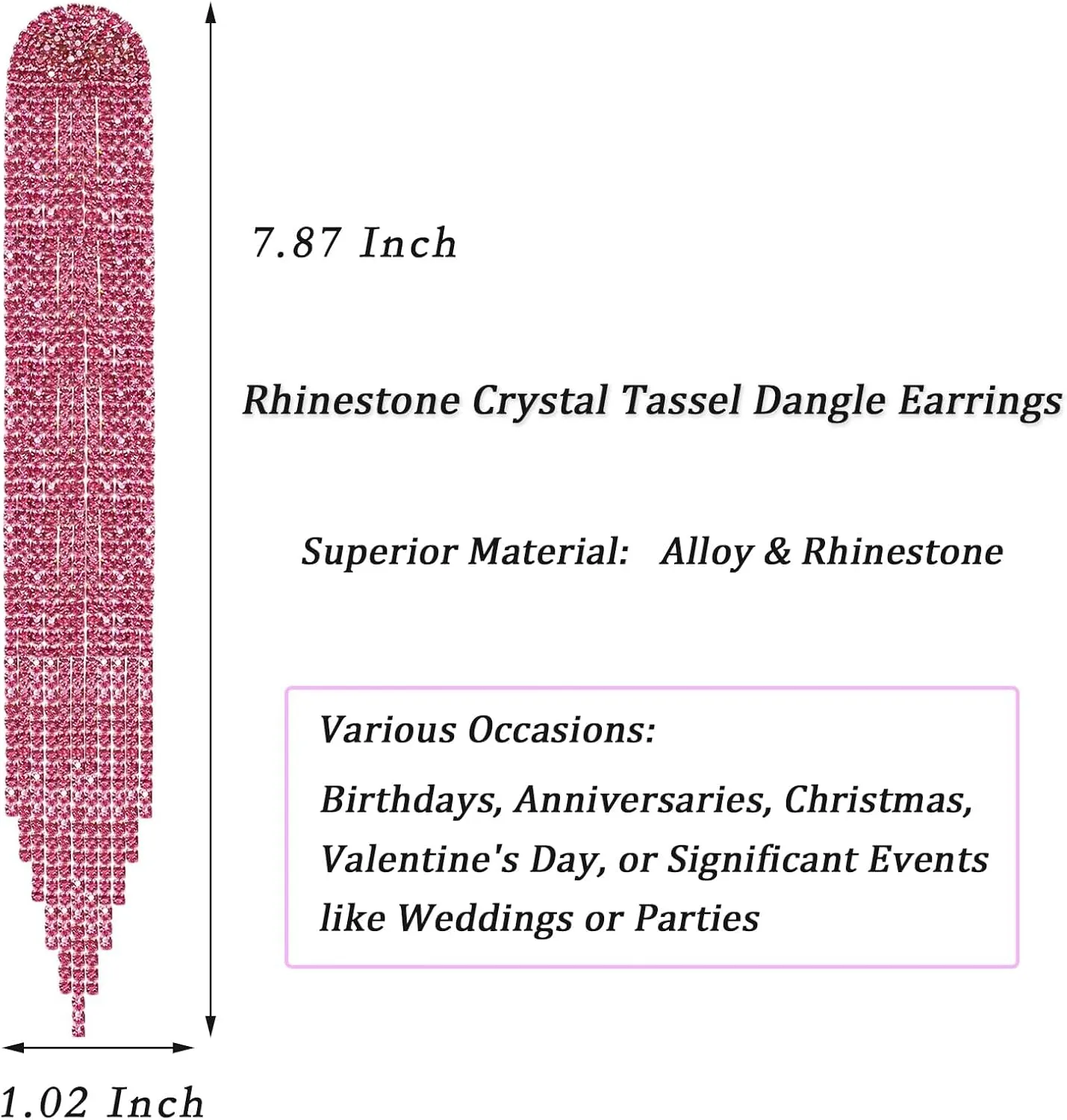 Nanafast Rhinestone Crystal Dangle Linear Drop Chandelier Tassel Earrings for Women Long Party Prom Earrings Christmas Statement Cubic Zirconia Wedding Bridal Earrings Gold Silver Black Red Blue Green