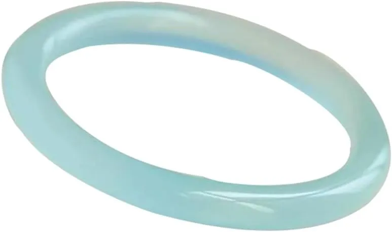 Natural Blue Chalcedony Round Strip Tinker Bangle 58-62mm Fengshui Fashion Jade bracelet For Women Genuine