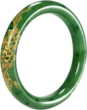 Natural Hetian Jasper Flowering and Prosperity Bangle 58-62mm Fengshui Fashion Jade bracelet For Women Genuine