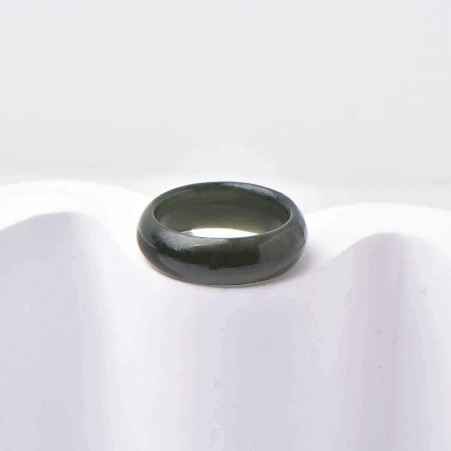 Natural Hotan Black Green Jade Rings Good Luck Jewelry Natural Green Jade FengShui Ring for Men Women Unisex with Gift Box