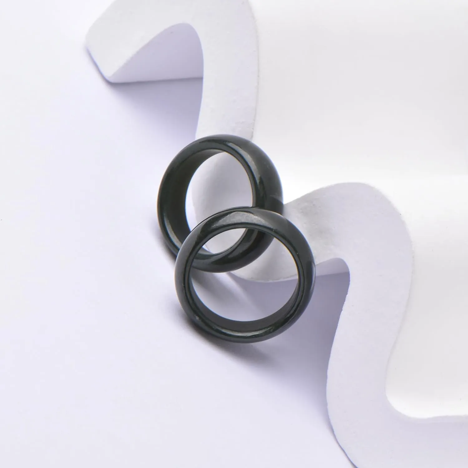 Natural Hotan Black Green Jade Rings Good Luck Jewelry Natural Green Jade FengShui Ring for Men Women Unisex with Gift Box