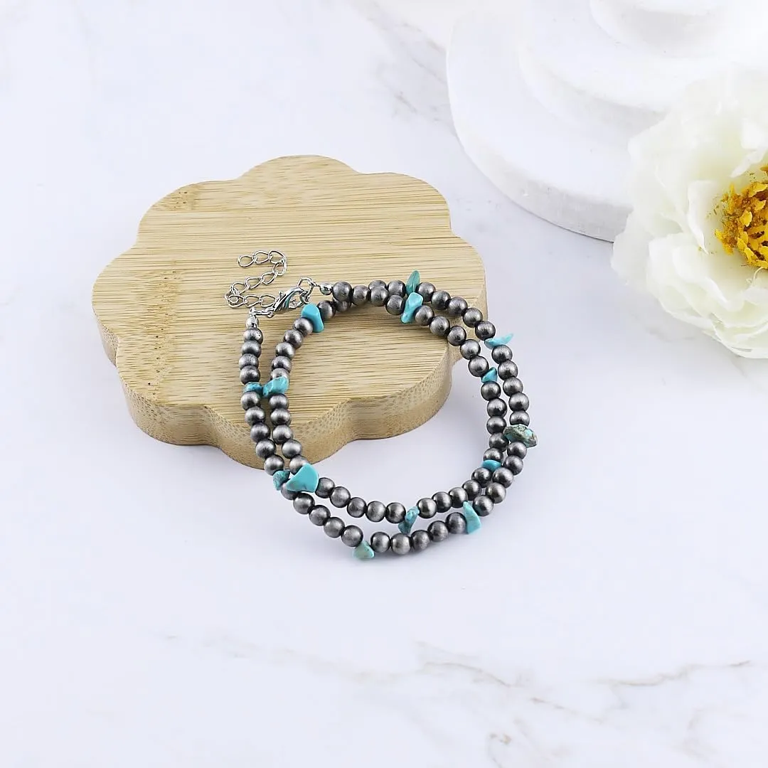 Navajo Pearl Necklace Western Jewelry for Women Western Cowgirl Turquoise Necklaces Boho Navajo Beaded Choker Necklace