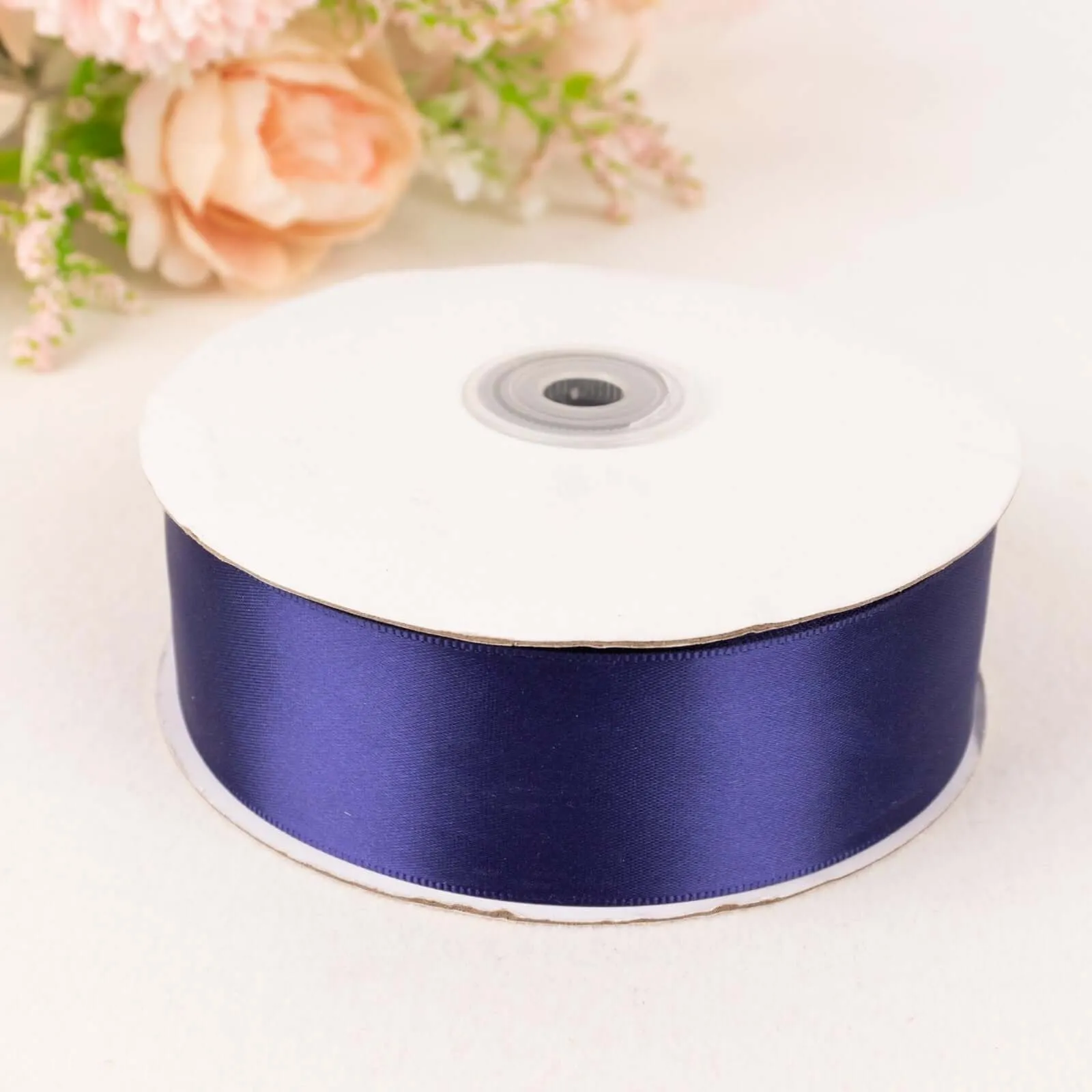 Navy Blue Single Face Decorative Satin Ribbon 50 Yards 1.5"