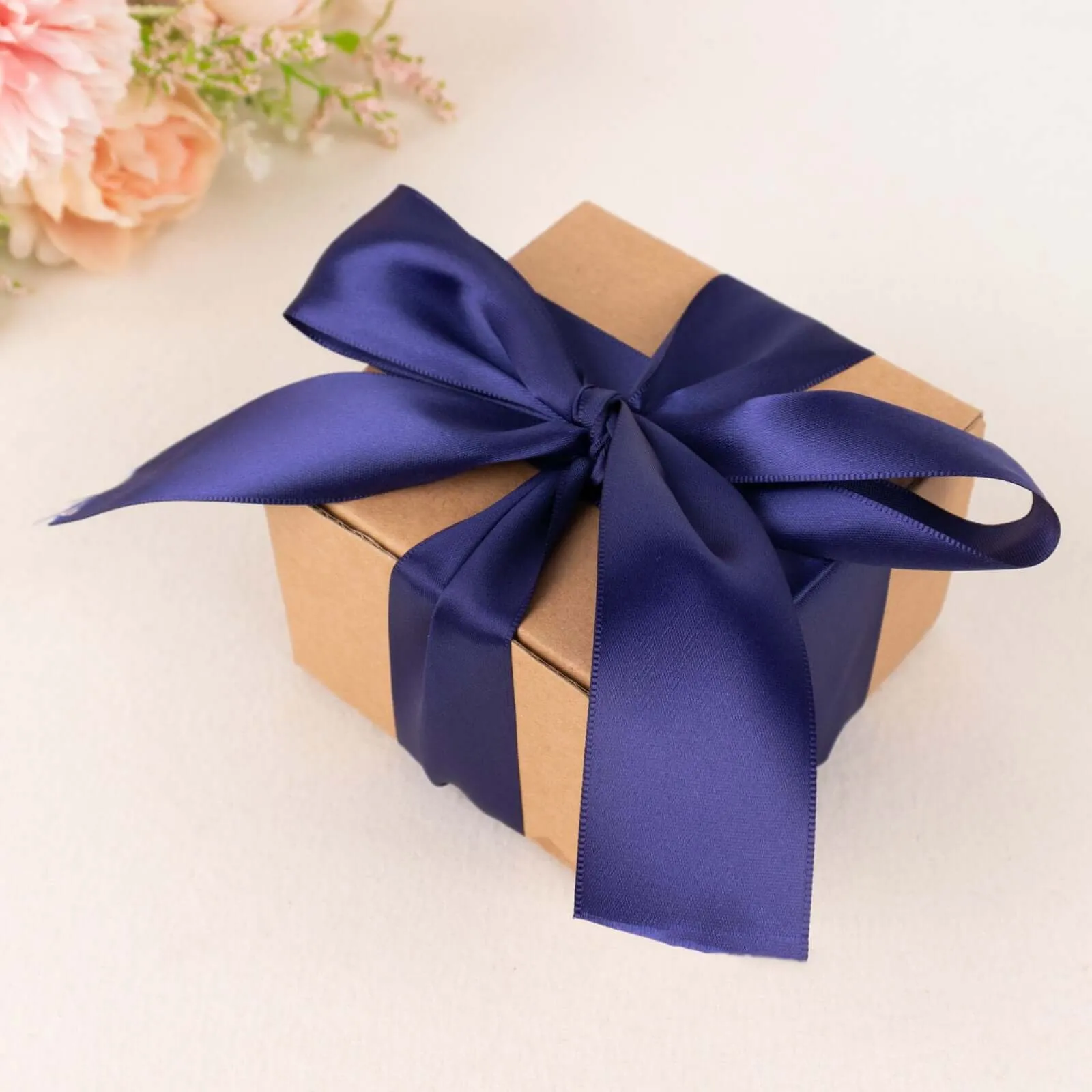 Navy Blue Single Face Decorative Satin Ribbon 50 Yards 1.5"