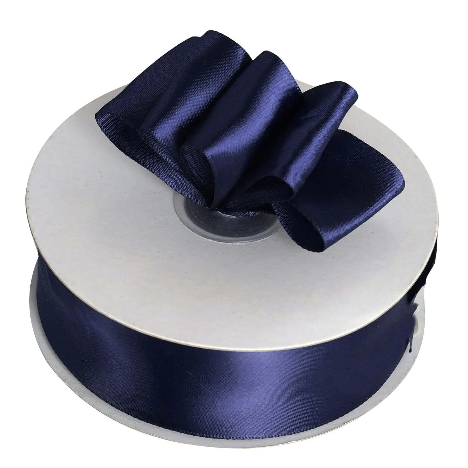 Navy Blue Single Face Decorative Satin Ribbon 50 Yards 1.5"