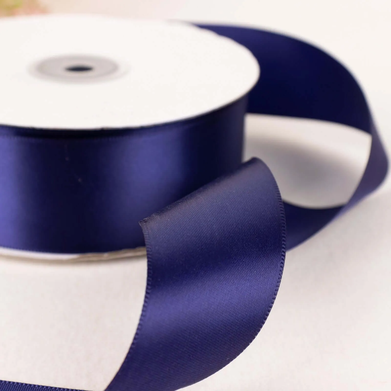 Navy Blue Single Face Decorative Satin Ribbon 50 Yards 1.5"