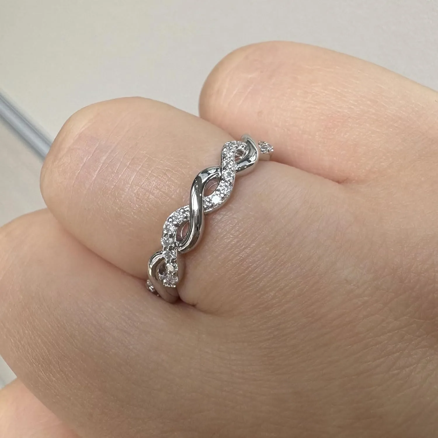 Newshe Jewellery Moissanite Curved Wedding Bands for Her Stacking Eternity Rings 925 Sterling Silver Wishbone Size 5-10