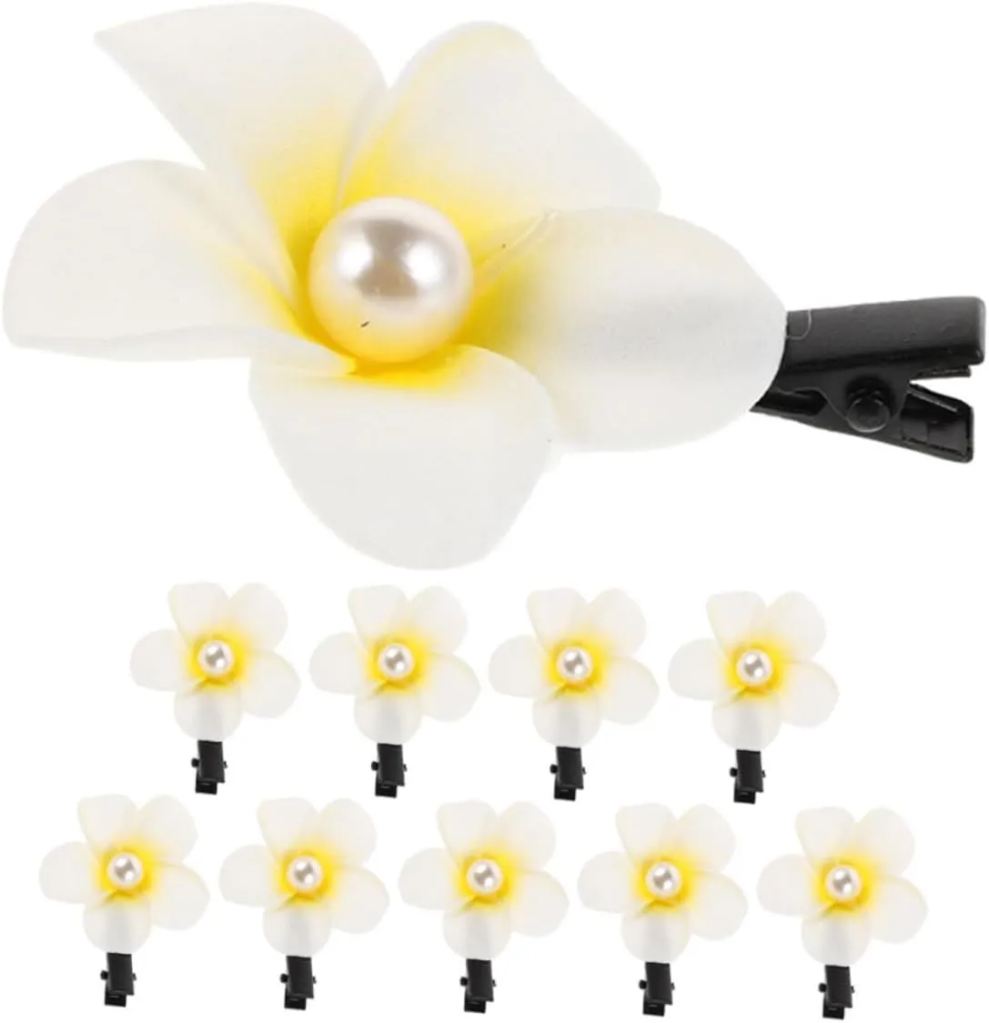 NOLITOY 10pcs Hawaiian Plumeria Flower Hair Clips for Women Tropical Floral Barrettes for Beach Parties Weddings Casual Outfits Secure Fit Hair Accessories for Summer Style