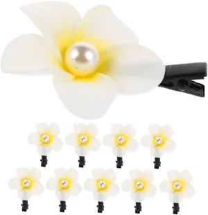 NOLITOY 10pcs Hawaiian Plumeria Flower Hair Clips for Women Tropical Floral Barrettes for Beach Parties Weddings Casual Outfits Secure Fit Hair Accessories for Summer Style