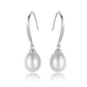 OUXi Pearl Drop Earring 925 Silver Freshwater Pearl Jewelry for Women, Hypoallergenic Rhinestone Dangle Ear decoration, Tiny Pearl Earrings for Brides, Bridesmaid, Teen, Mother's Day Gift