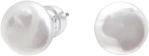 Paialco Cultured Freshwater Pearls Coin Studs Sterling Silver Earrings for Women, 10 MM