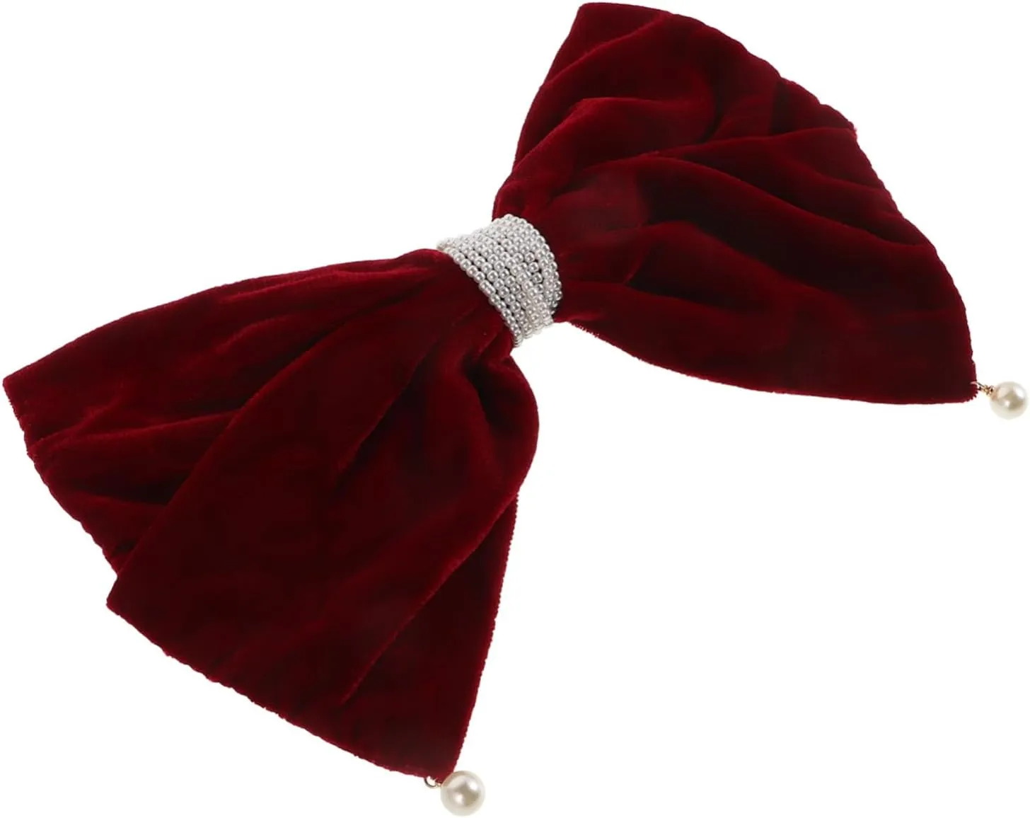 PartyKindom Large Pearl Bow Hair Clip Stylish Decorative Hair Bow for Women with Strong Hold for Weddings and Special Occasions