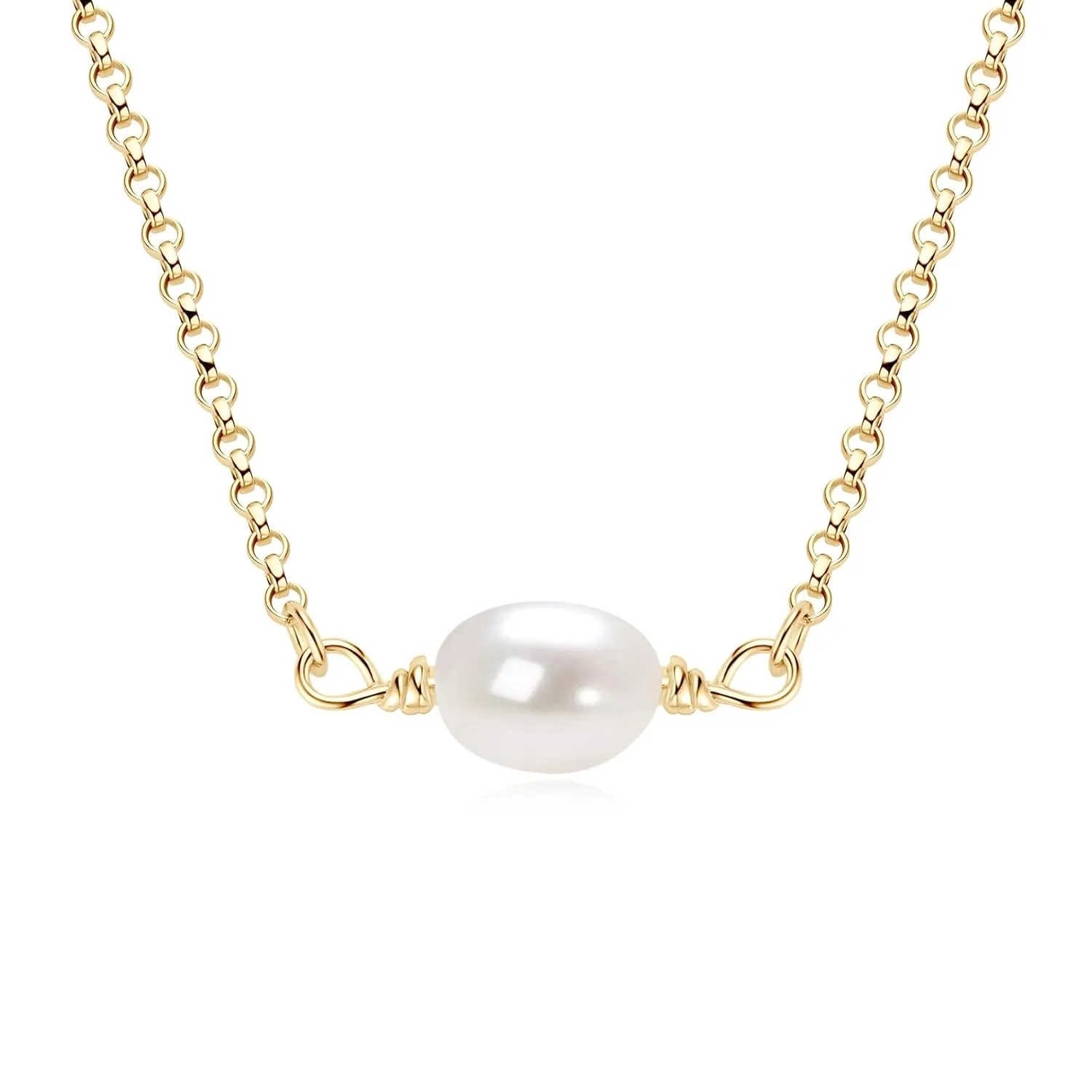 Pearl Choker Necklace for Women, Sterling Silver Handmade Dainty Freshwater Pearl Pendant Necklaces Everyday Jewelry Gifts for Her