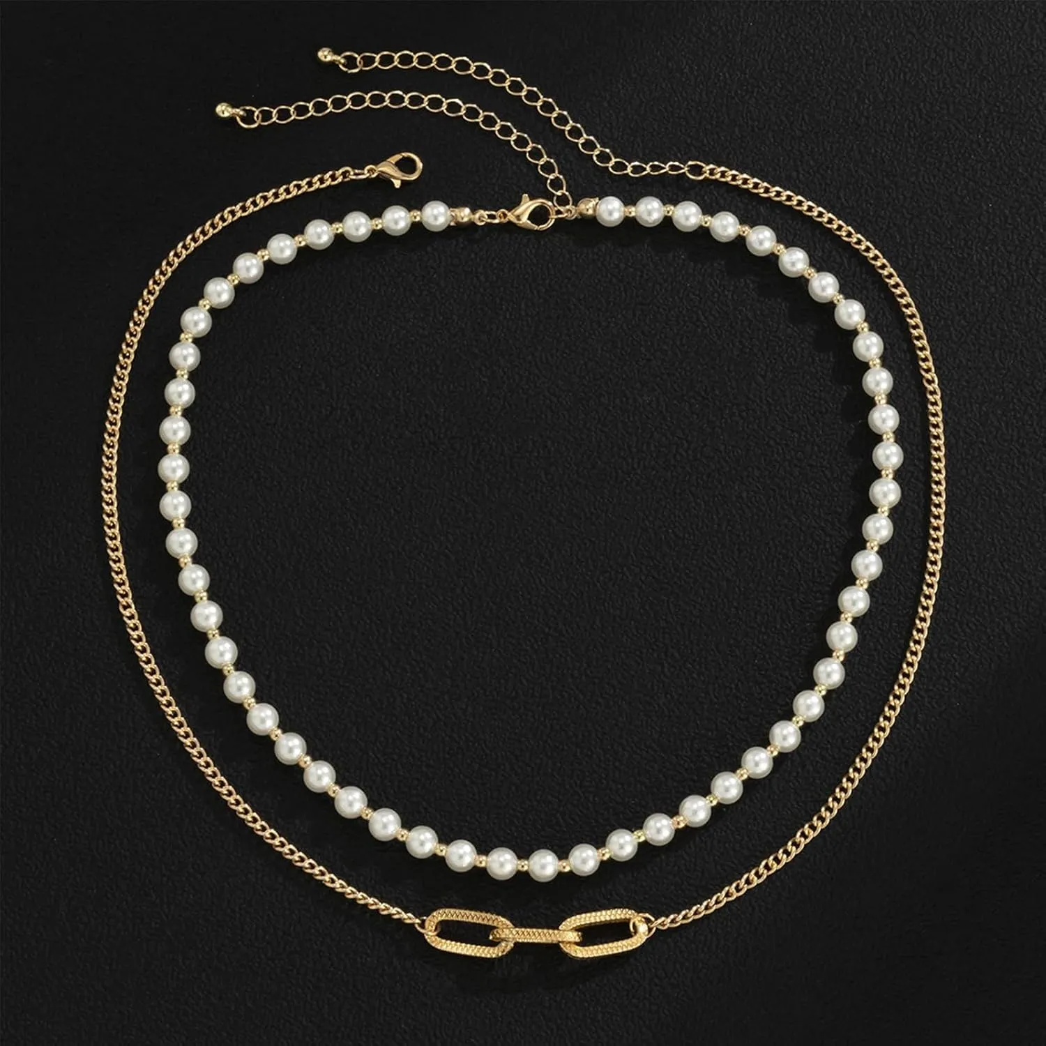 Pearl Choker Necklaces for Men White Pearl Necklace Set Gold Chain Layered Necklace Trendy Pearl Jewelry for Men Birthday Gifts for Boyfriend