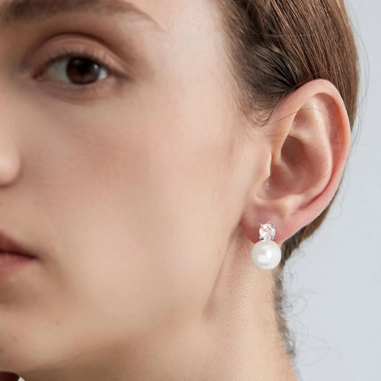 Pearl Clip on Earrings for Women 14K Gold Silver Plated Pearl Earrings Cubic Zirconia Non Pierced Earrings for Women Jewelry Gifts Wedding Party
