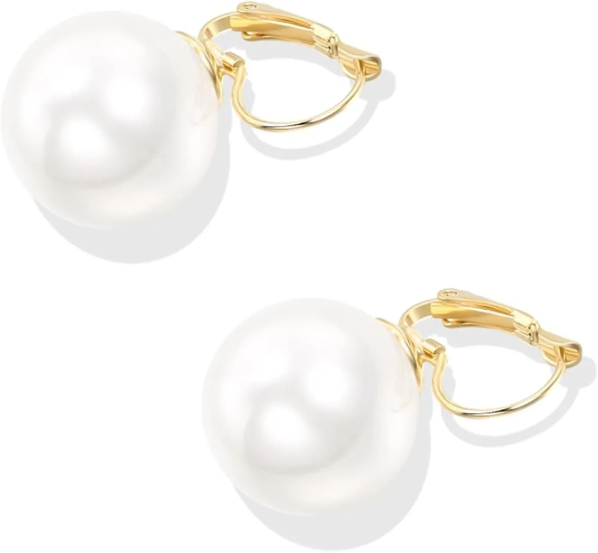 Pearl Drop Earrings, Gold Hoop Earrings Pearl Dangle Earrings for Women, Gold Plated Clasp Hypoallergenic Earrings Jewelry Gift