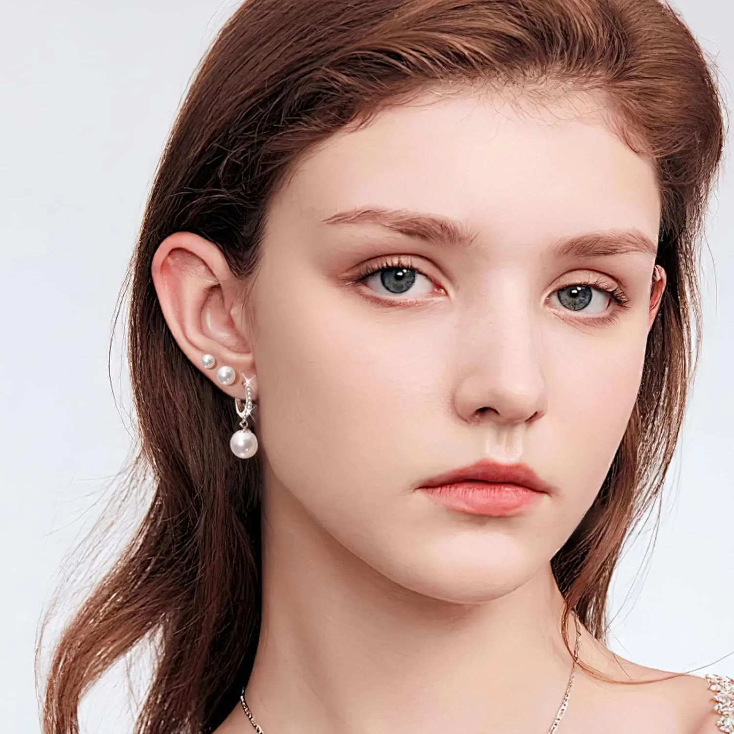 Pearl Earrings for Women Hypoallergenic Silver Pearl Drop Earrings Pearls Hoop Stud Earring Set Jewelry Gifts for Women Earing