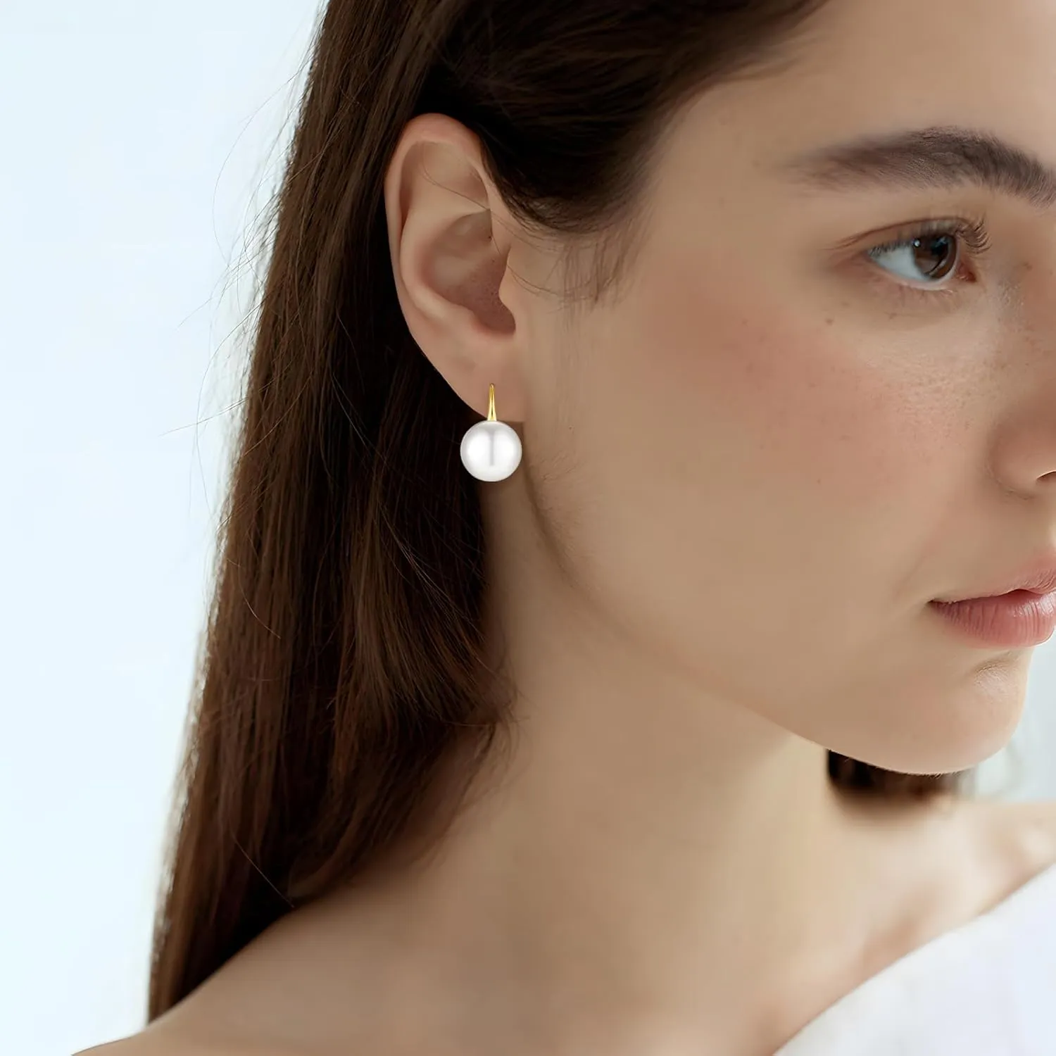 Pearl Earrings for Women Minimalist Pearl Drop Earrings Elegant Gold Leverback Pearl Dangle Earrings Wedding jewelry Bridesmaid Gifts