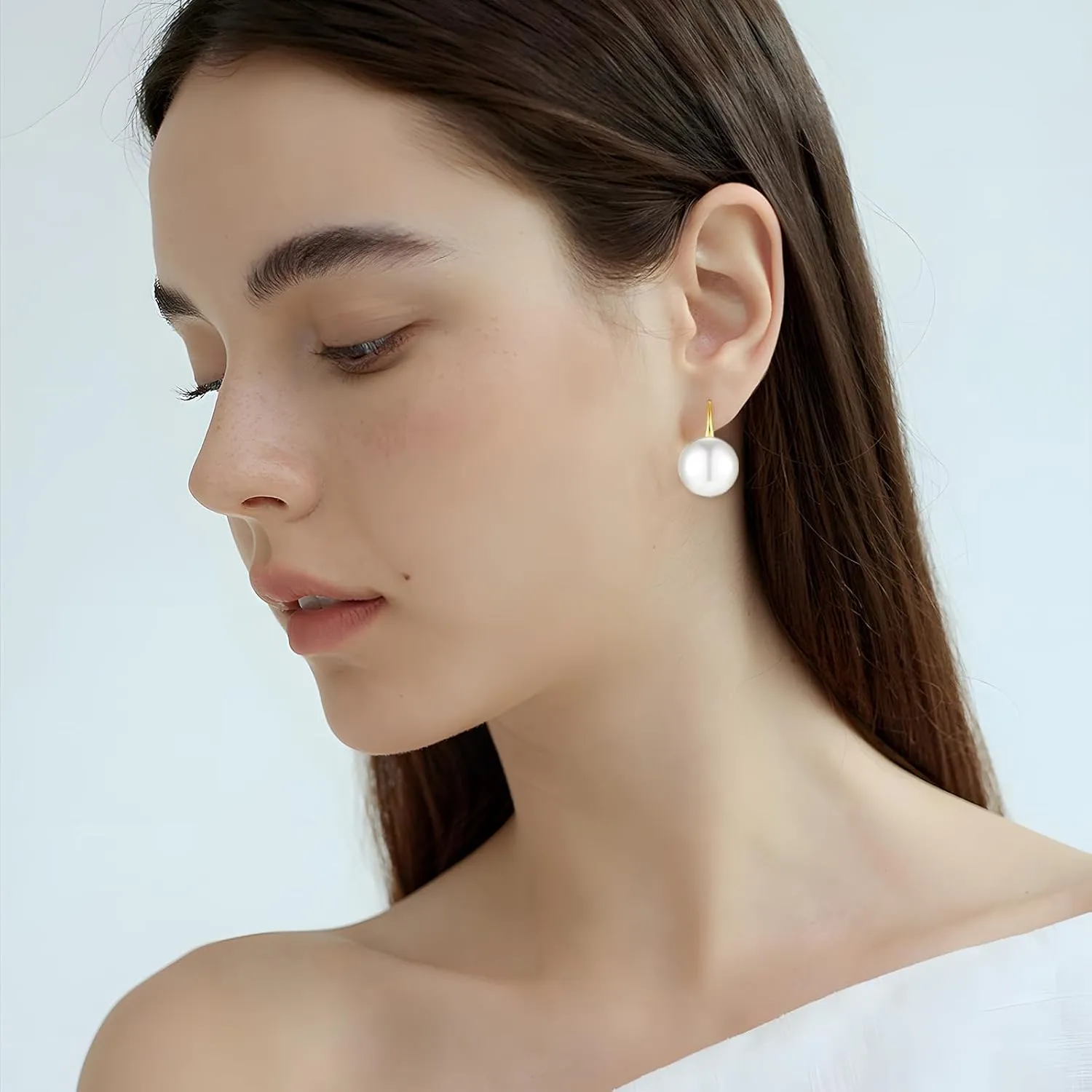 Pearl Earrings for Women Minimalist Pearl Drop Earrings Elegant Gold Leverback Pearl Dangle Earrings Wedding jewelry Bridesmaid Gifts