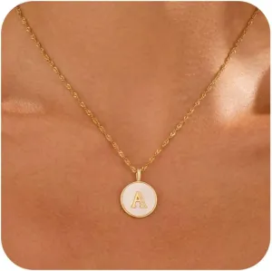 Pearl Initial Necklaces for Women Trendy 14K Gold Plated Cubic Zirconia Diamond Letter A-Z Pendant Necklace Dainty Gold Initial Choker Necklaces for Women Jewelry Gifts