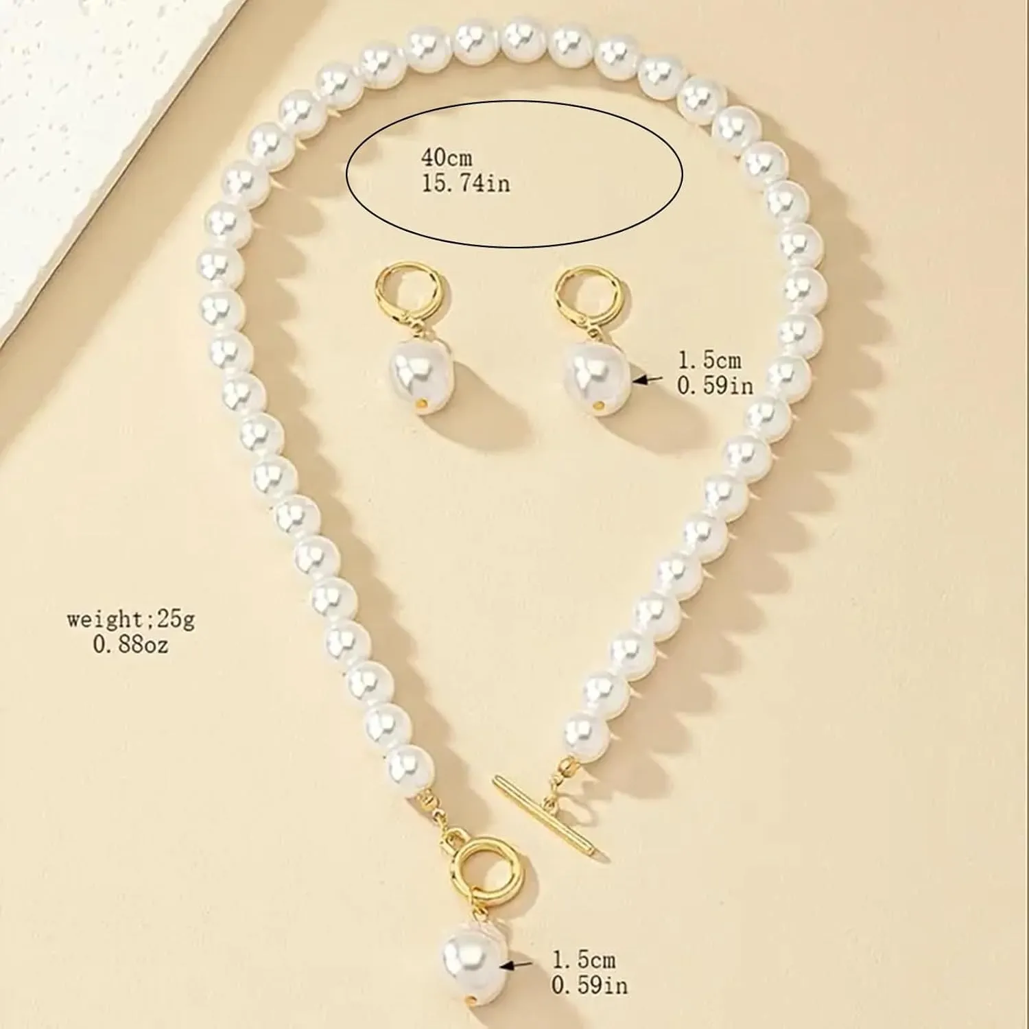 Pearl Jewelry Set for Women Trendy Pearl Necklace and Earring Set Big Pearls Earrings Chunky Pearls Necklaces for Women Wedding Jewelry for Bride Bridesmaid