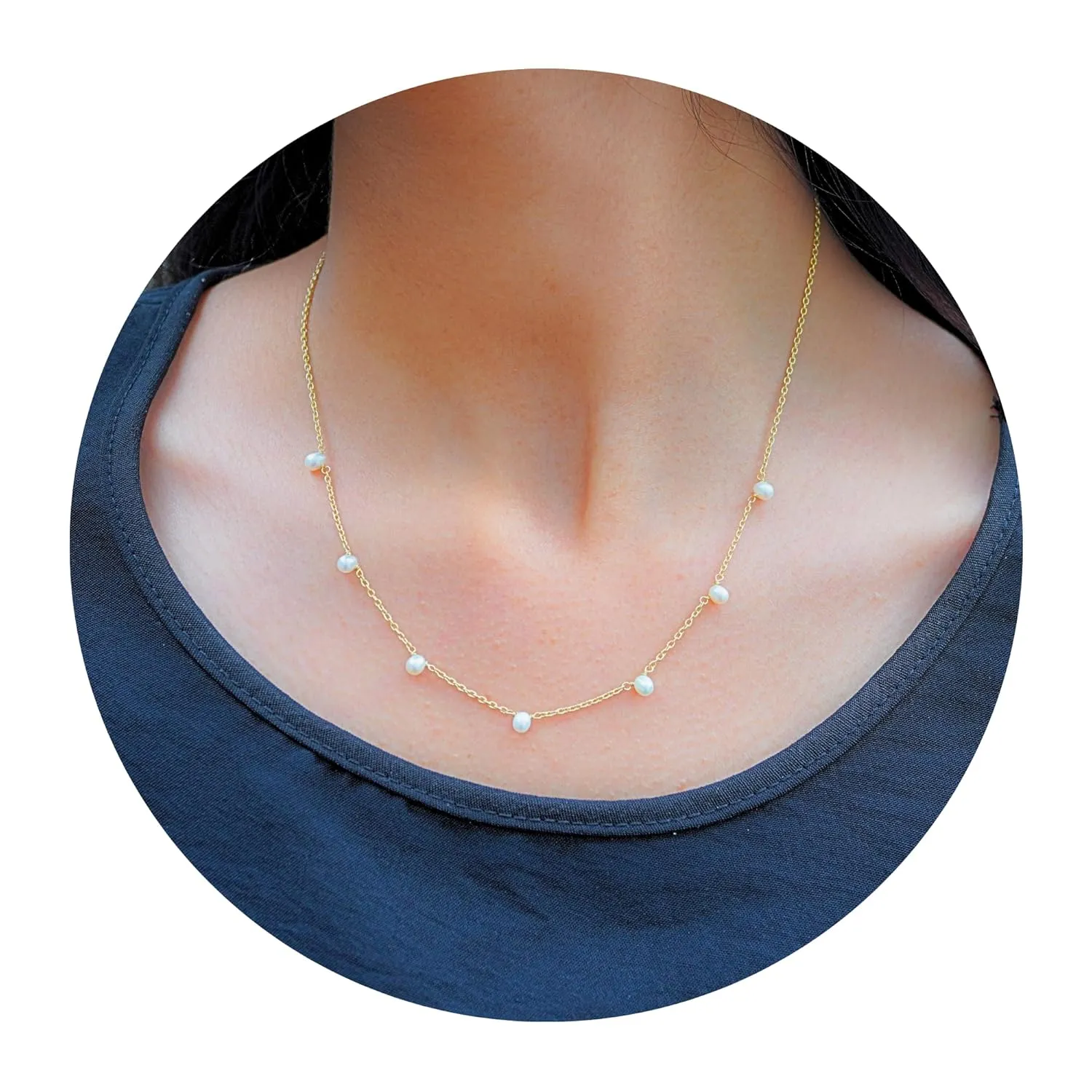 Pearl Necklaces for Women - Chunky & Dainty Real Freshwater Pearl Necklace with 18K Gold Necklace for Women - Exquisite and Unique Gold Pearls Necklace Birthday Gifts for Women Mom