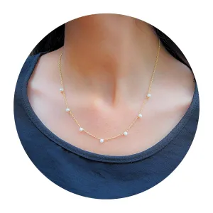 Pearl Necklaces for Women - Chunky & Dainty Real Freshwater Pearl Necklace with 18K Gold Necklace for Women - Exquisite and Unique Gold Pearls Necklace Birthday Gifts for Women Mom
