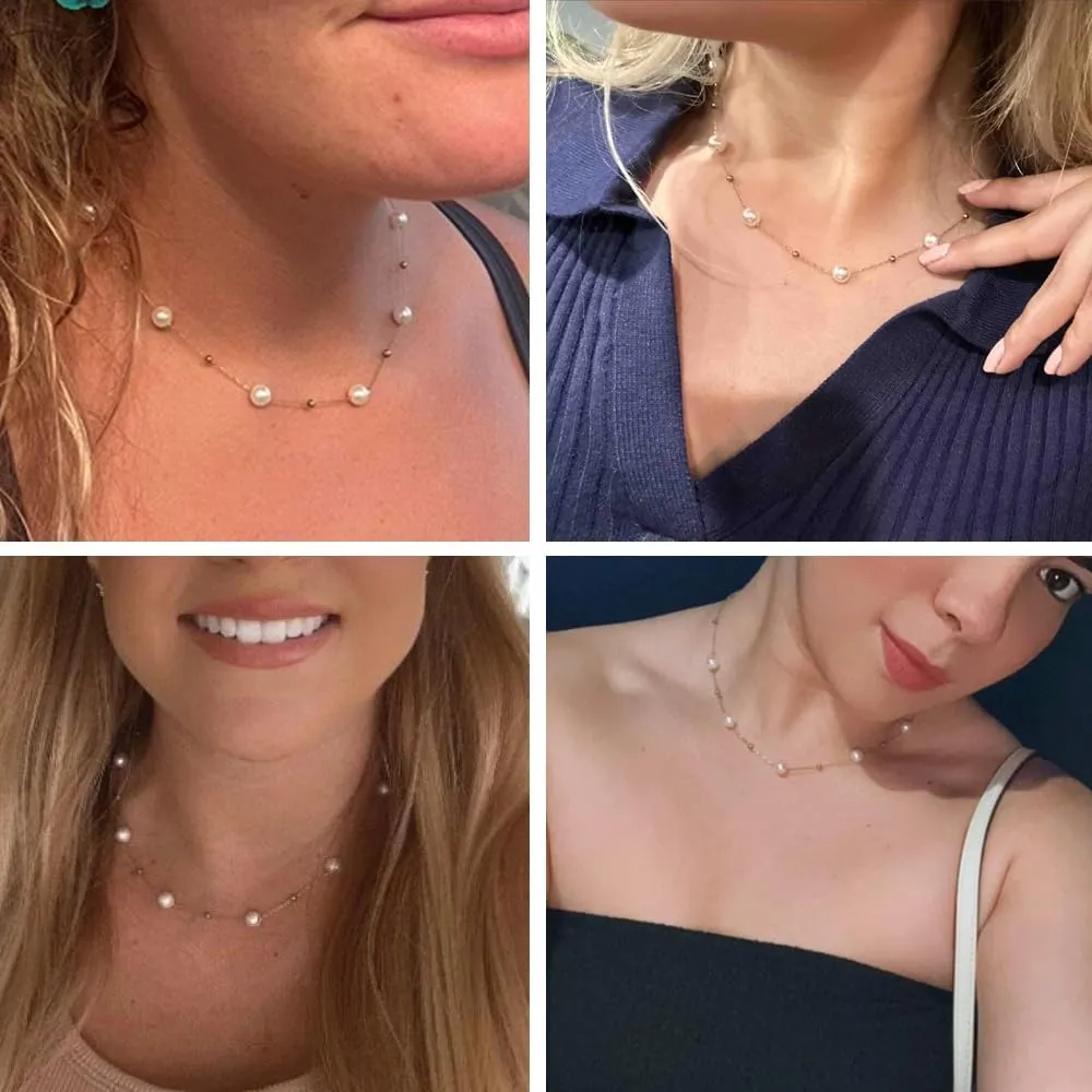 Pearl Necklaces for Women,Dainty 14K Gold pendant necklace,Trendy Simple Choker Necklace for Women,Jewelry Bridesmaids Gifts