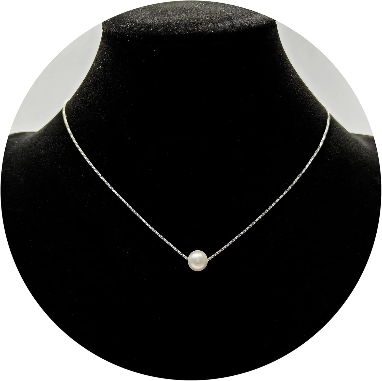 PEARLIE Dainty Necklaces for Women, 8-9MM Round Bead Natrual Pearl Necklace, Handpick Freshwater Cultured Pearl Beads Choker for for Charm Women V Neck Dress Accessorie