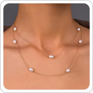 Pearls Choker Necklaces for Women Gold Plated Pearl Necklace Dainty Beaded Necklace with Pearls Accessories Summer Beach Minimalism Simple Pearl Jewelry