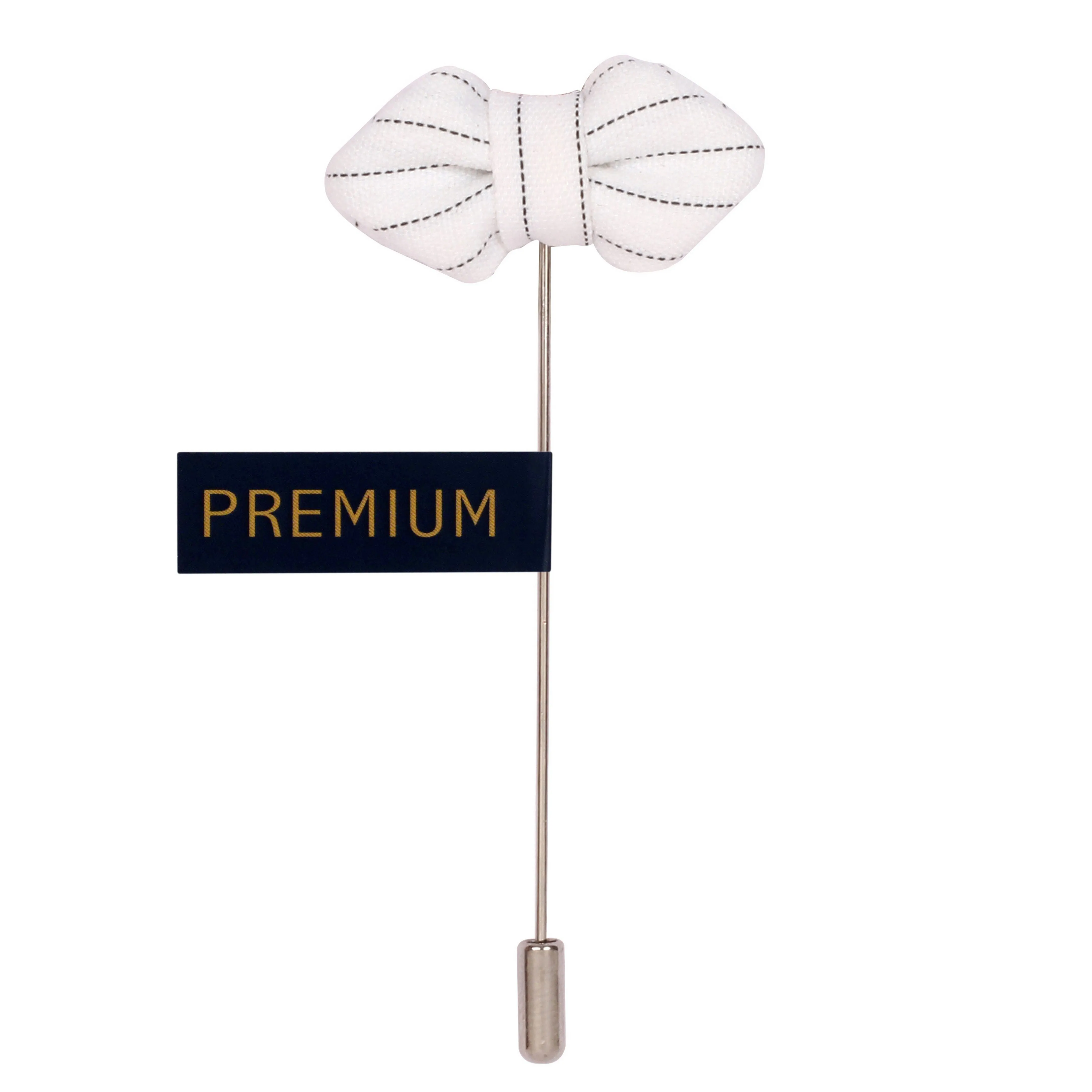 Peluche Mini Bow White, black Brooch Lapel Pin