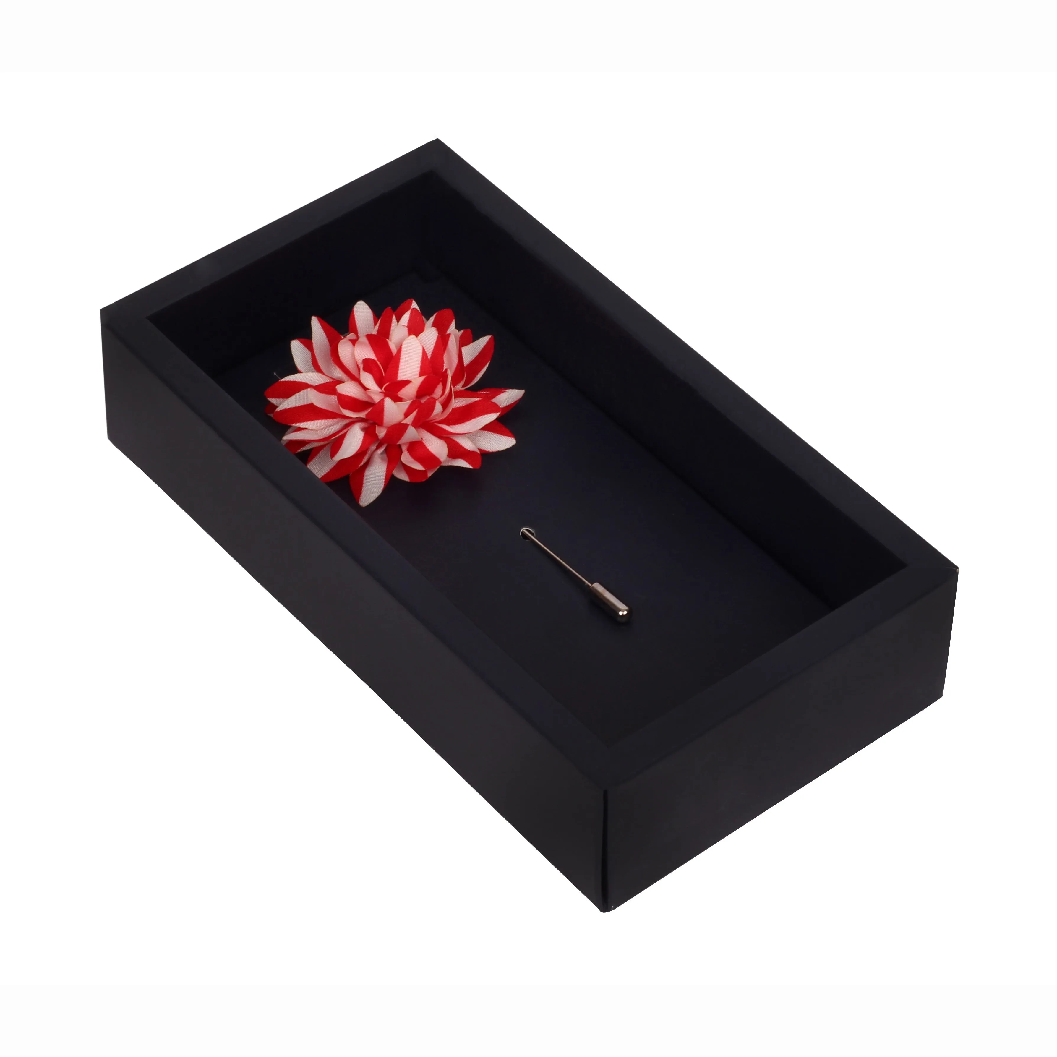 Peluche Striped Petals Red, White Brooch Lapel Pin