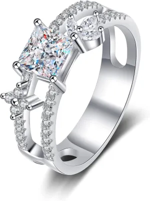 Personalized 14K Gold Princess Cut Diamond Name Promise Rings for Women, 1 Carat Custom Engraved D-Color VVS1 Clarity, Ideal for Wedding Gifts